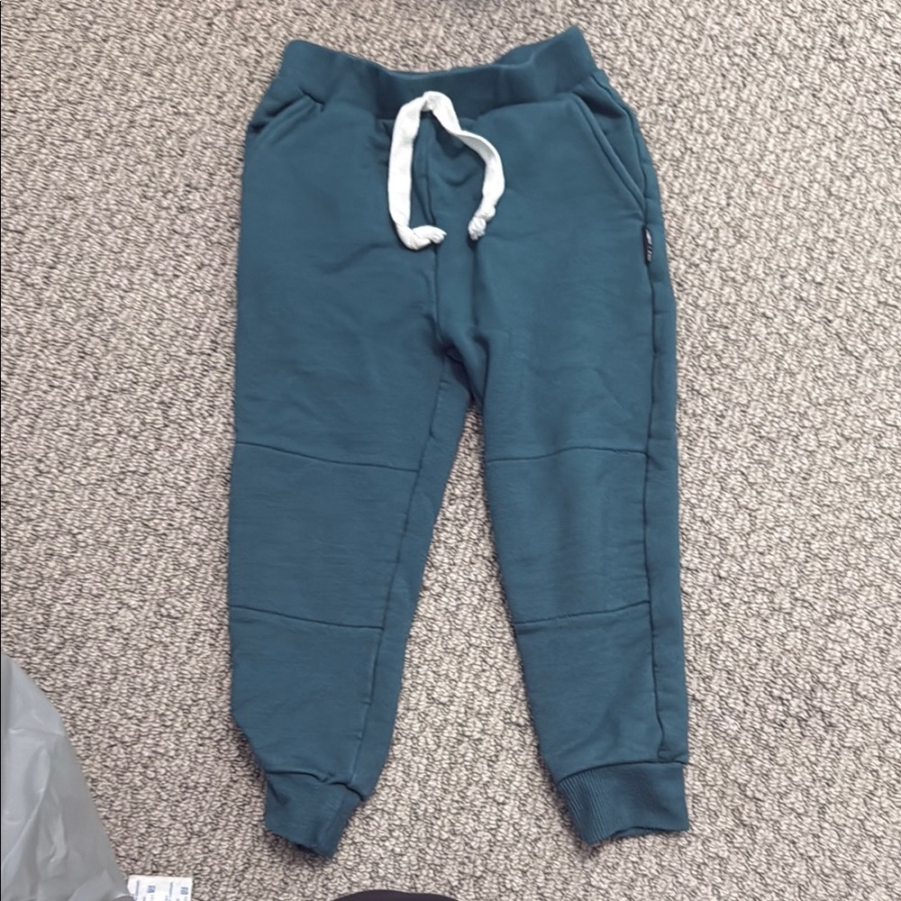 Peacock Blue Joggers with Elastic Waistband and Ribbed Cuffs